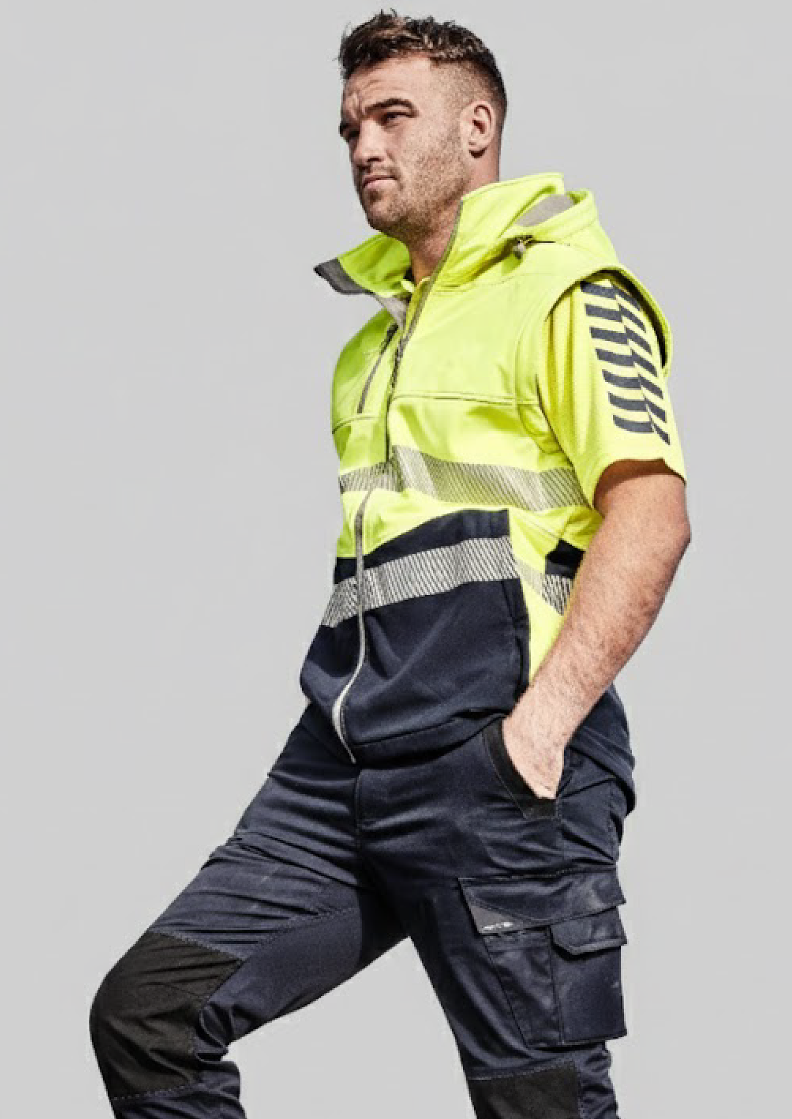 ZJ453 - Unisex 2 in 1 Stretch Softshell Segmented Taped Jacket